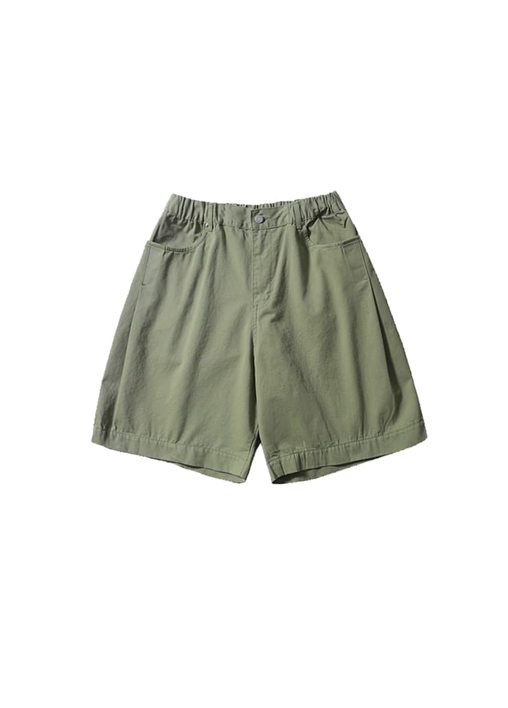 VENICE SIDE TUCK COTTON SHORTS (OLIVE)