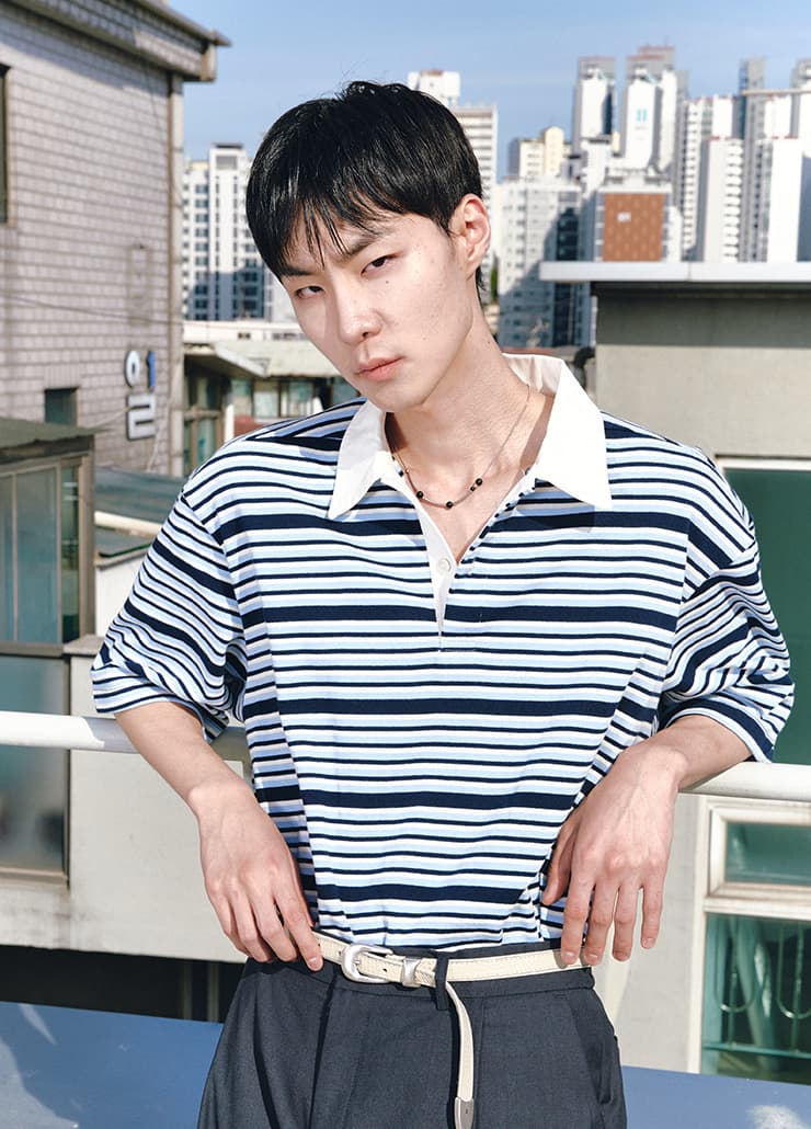 OVERSIZED RUGBY T-SHIRTS (BLUE STIRIPE)