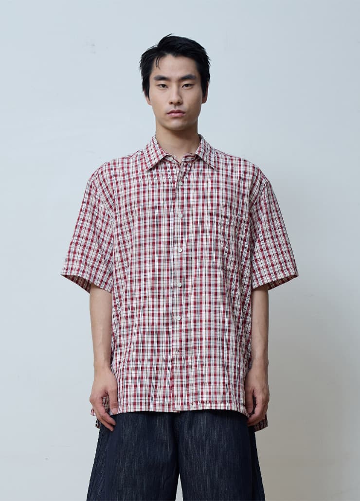 SUMMER GRID CHECK SHIRTS (RED)