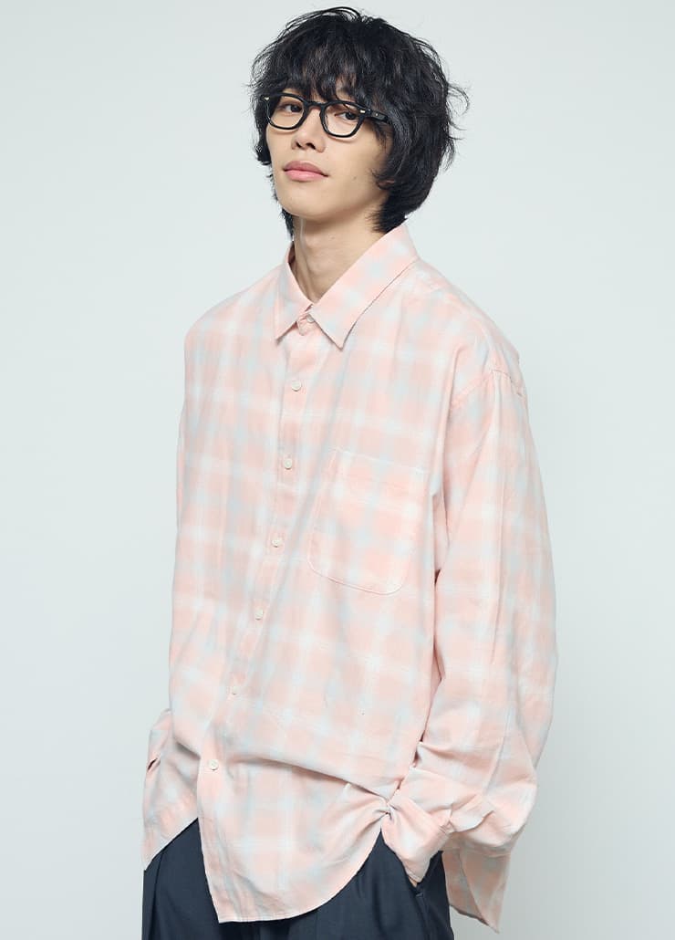 ALL WEATHER OVER SILHOUETTE SHIRTS (PEACH PINK CHECK)