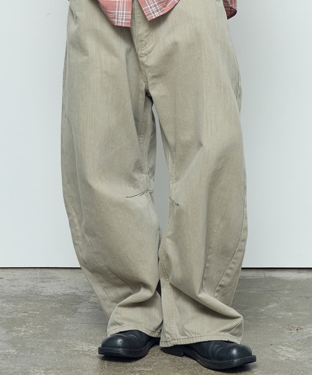 GARMENT DYING CURVED PANTS