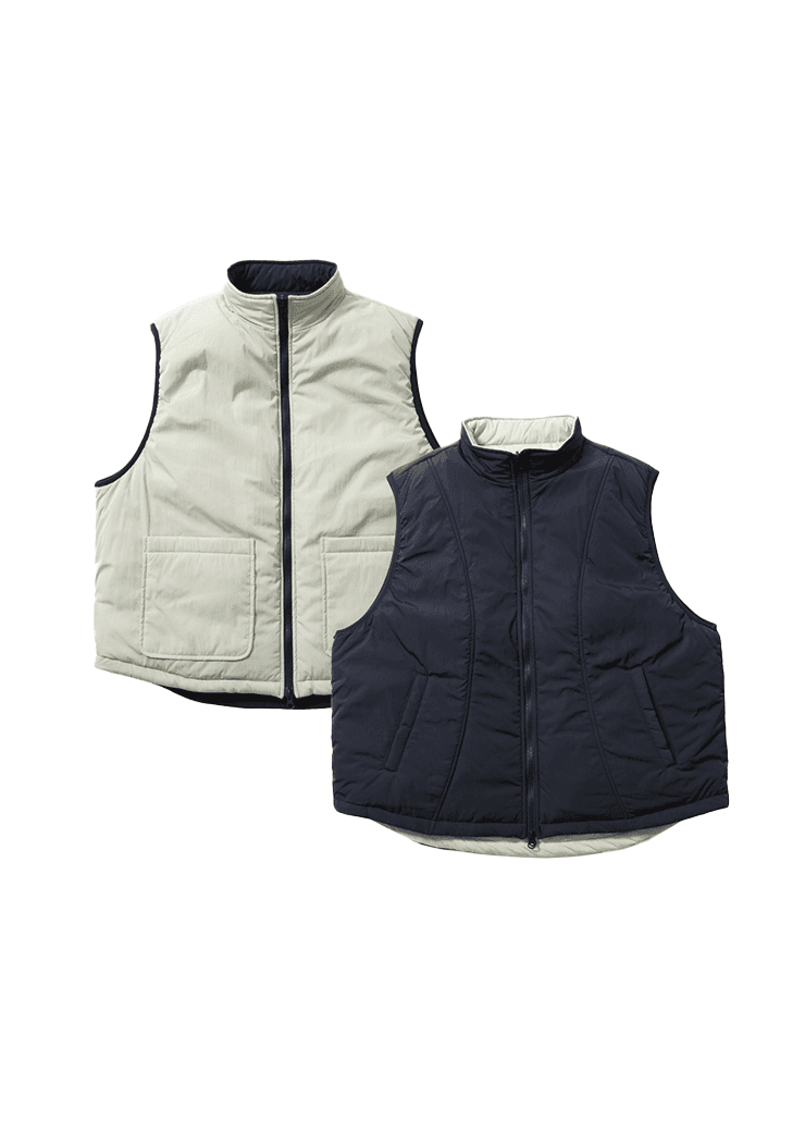 CURVED REVERSIBLE PADDED VEST (DARK NAVY / CREAM)