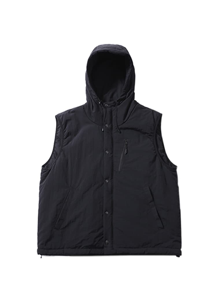 PADDED RUSTLE HOOD VEST (BLACK)
