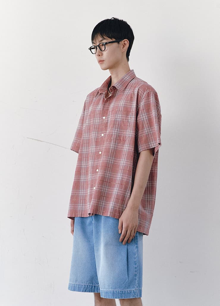 FLORIDA HALF SLEEVE SHIRT (PINK CHECK)