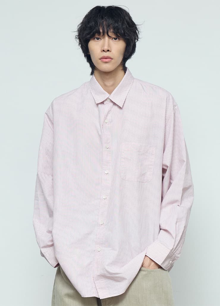 OVER SILHOUETTE SHIRTS (MULTI PINK STRIPE)