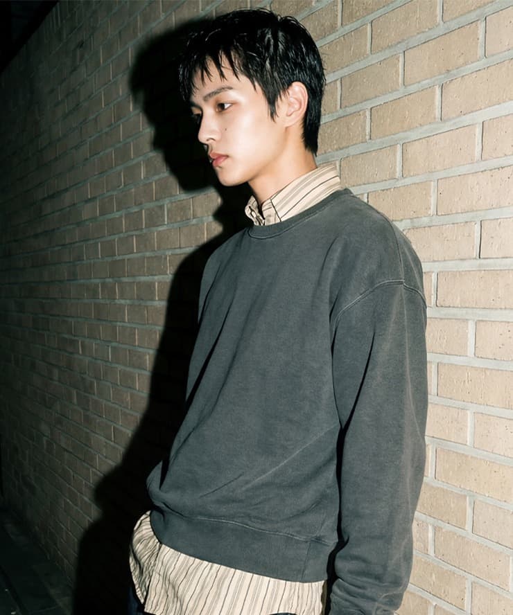 VINTAGE LONG-RIP SWEAT SHIRTS (CHARCOAL PIGMENT)