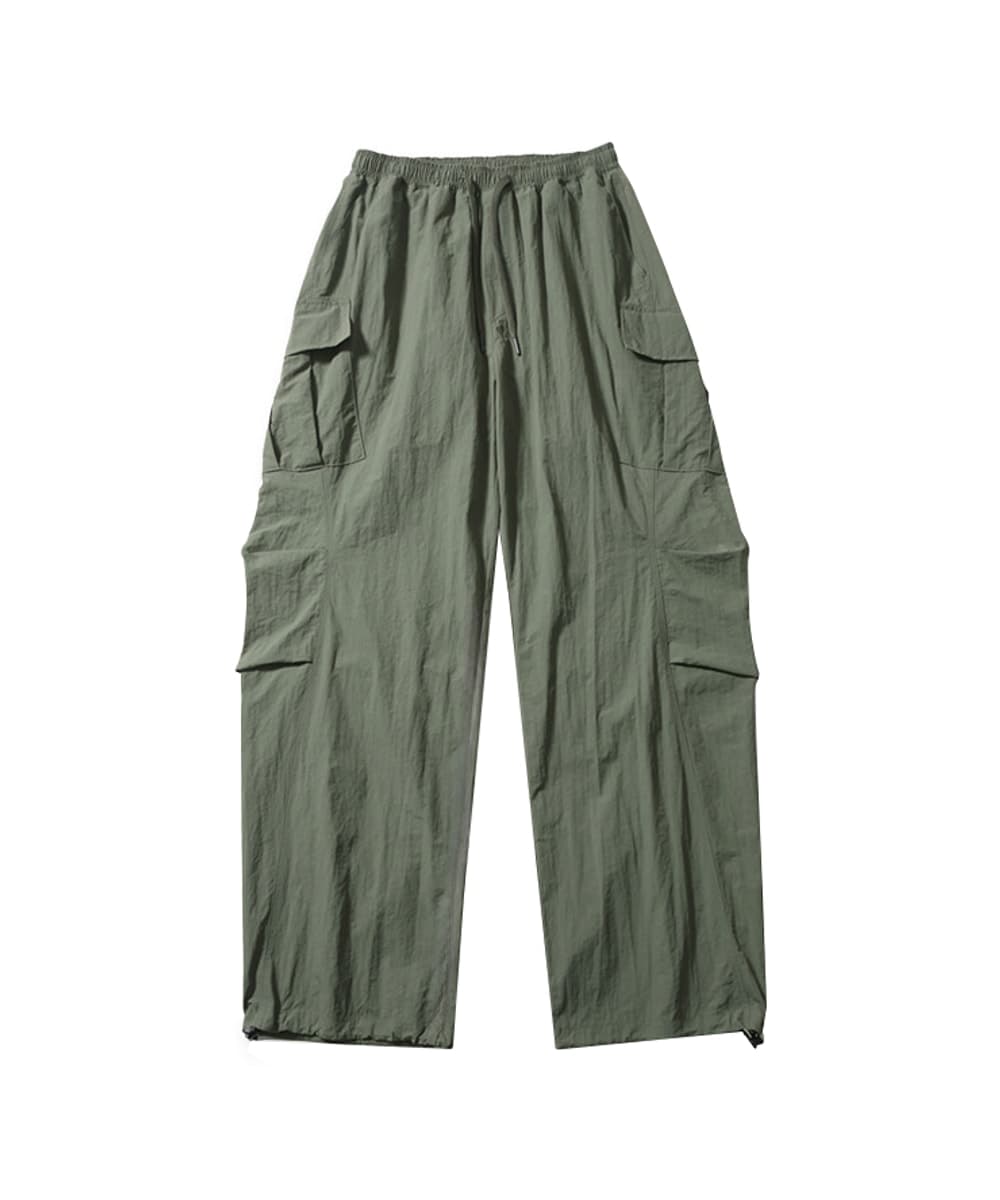 CURVED LINE PARACHUTE CARGO PANTS (OLIVE)