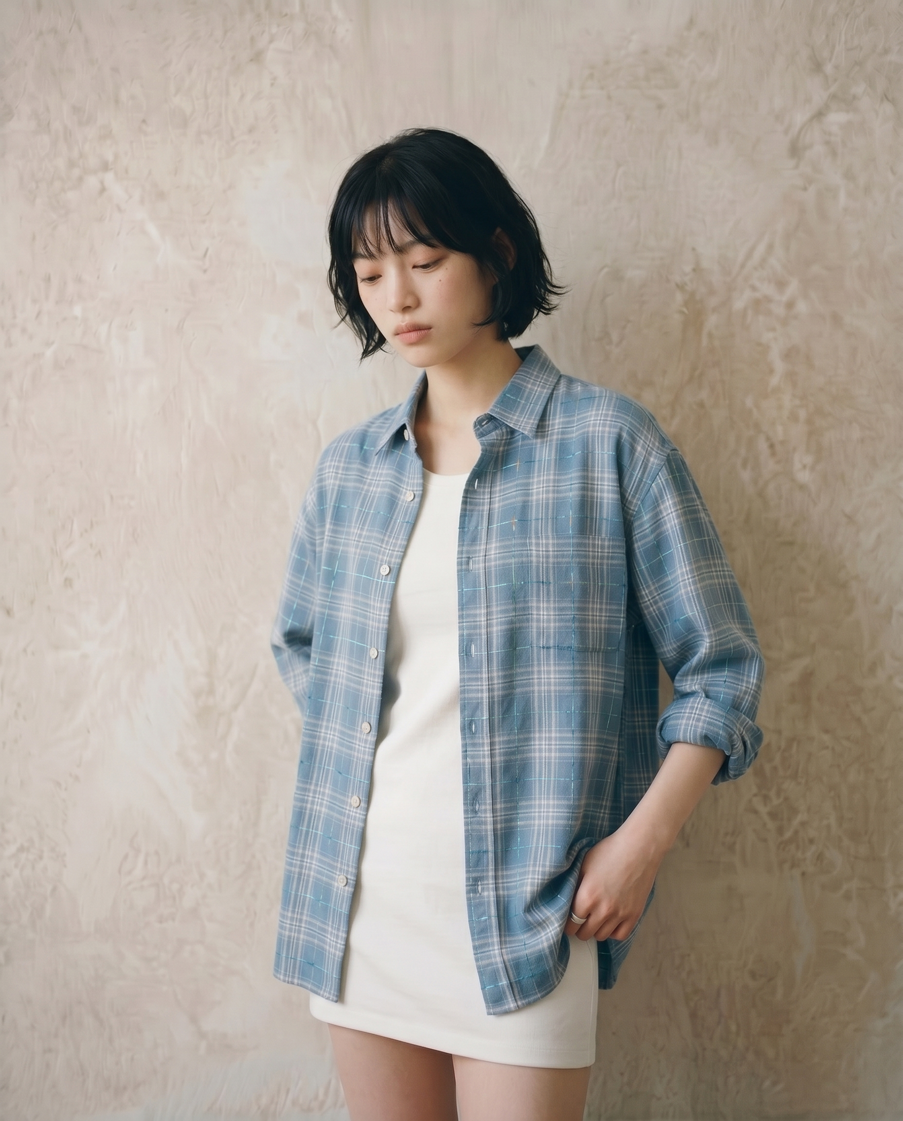 ALL WEATHER OVER SILHOUETTE SHIRTS (BLUE CHECK)