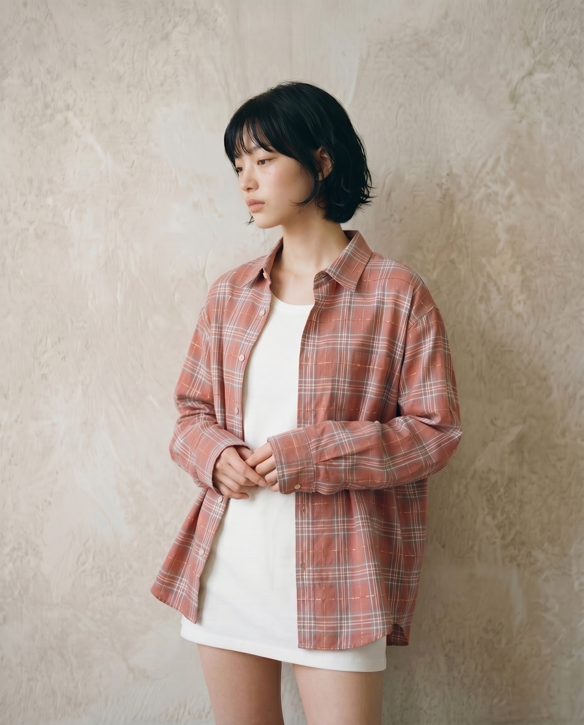 ALL WEATHER OVER SILHOUETTE SHIRTS (PINK CHECK)