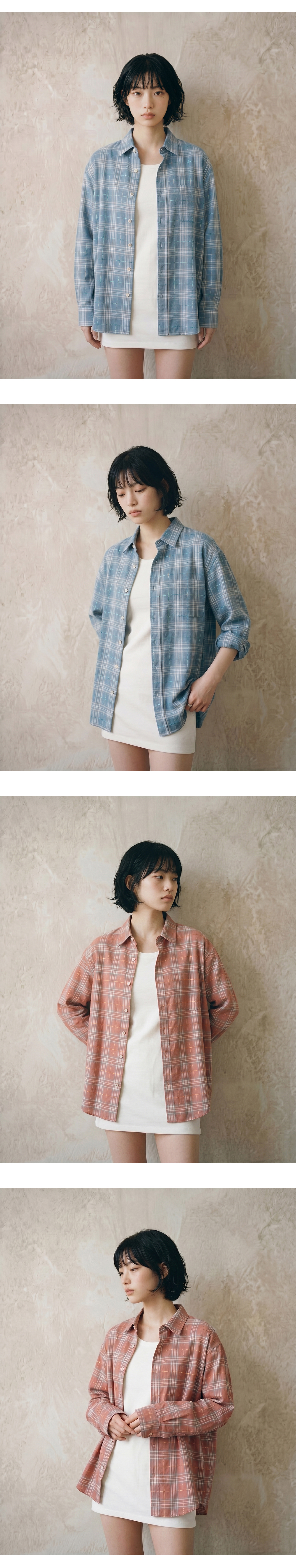 ALL WEATHER OVER SILHOUETTE SHIRTS (BLUE CHECK) her