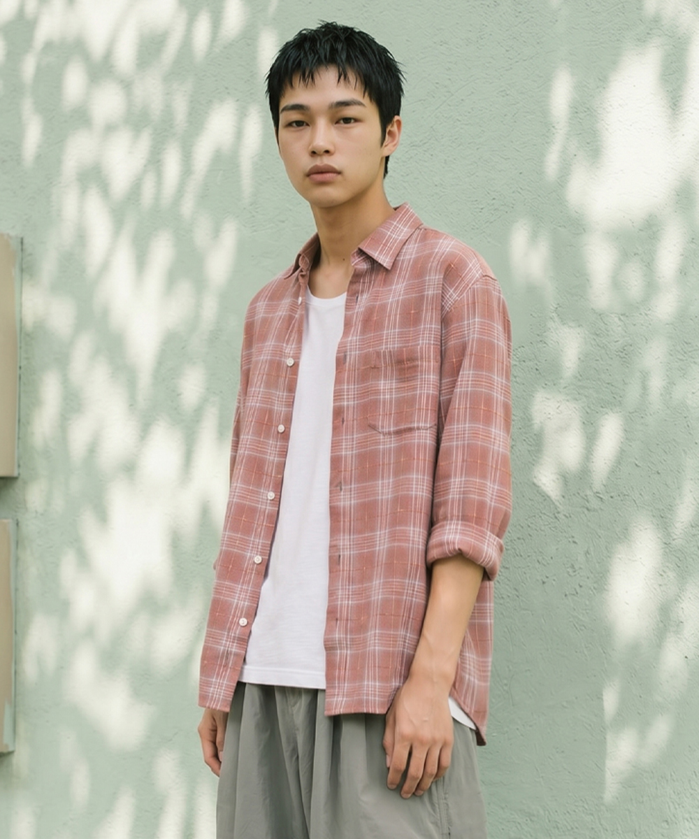 ALL WEATHER OVER SILHOUETTE SHIRTS (PINK CHECK)