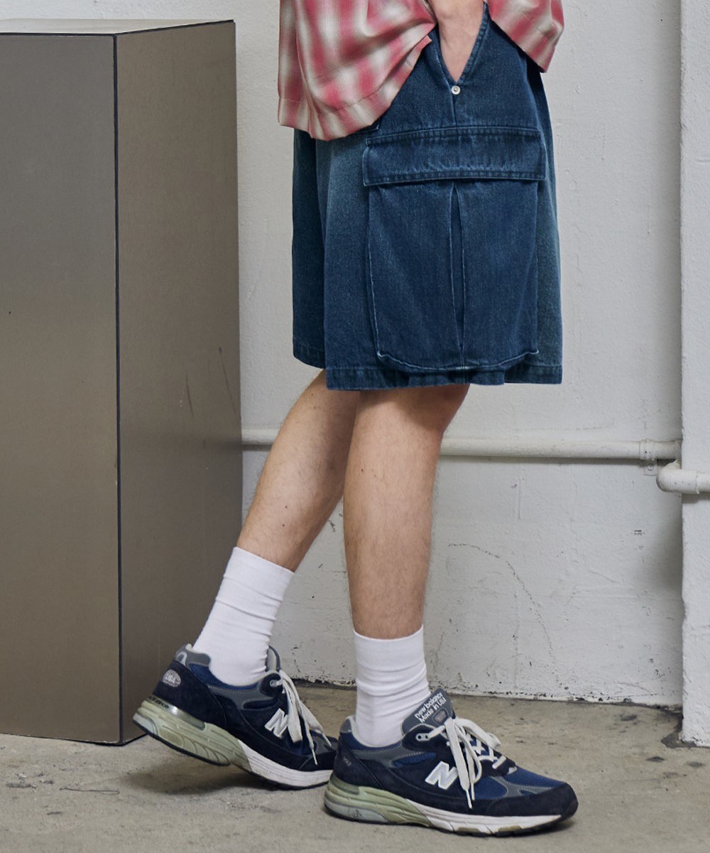 BERMUDA BIG CARGO SHORTS (INDIGO WASHED)