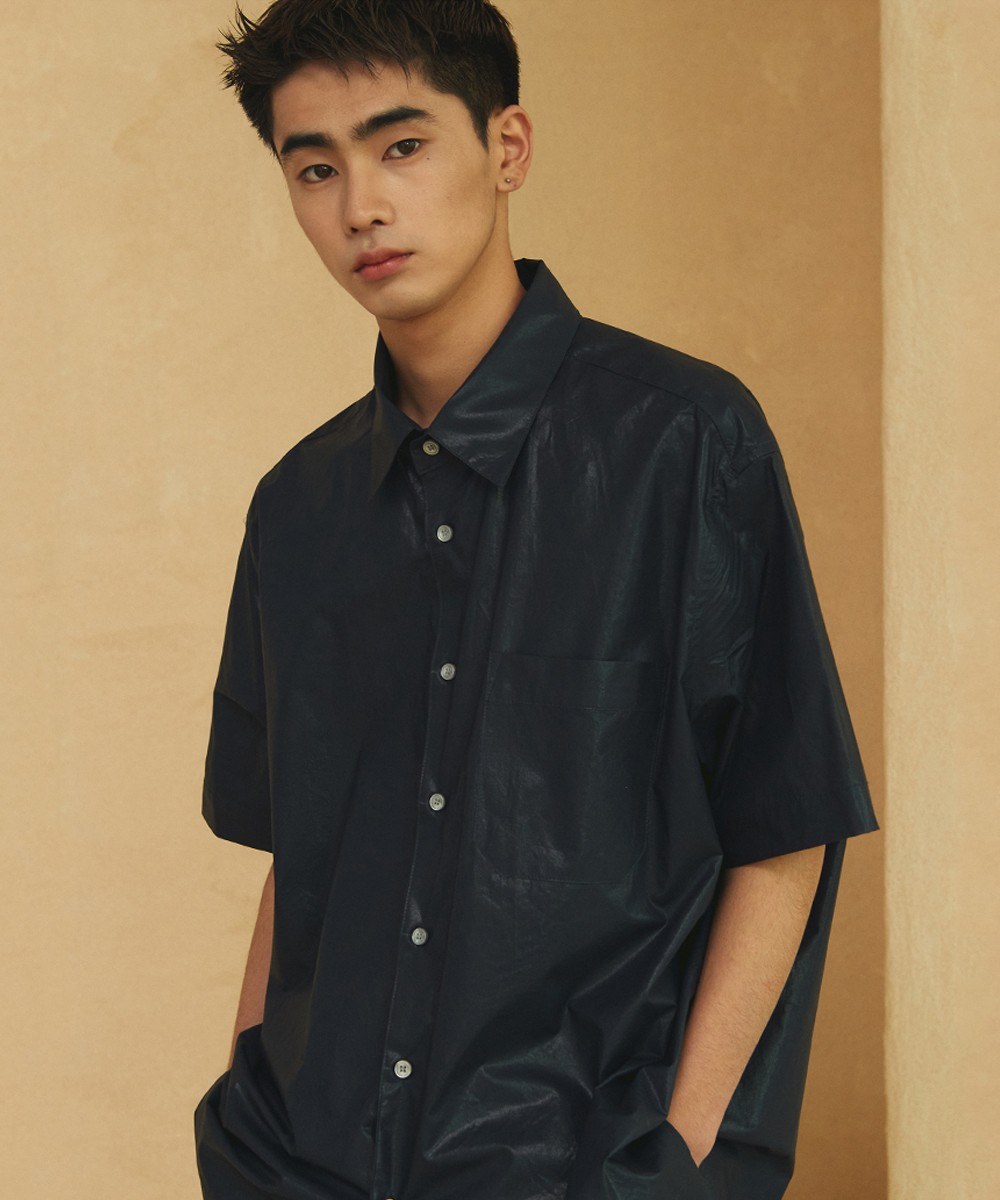 SLEEK HALF SLEEVE SHIRT (NAVY GROSSY)