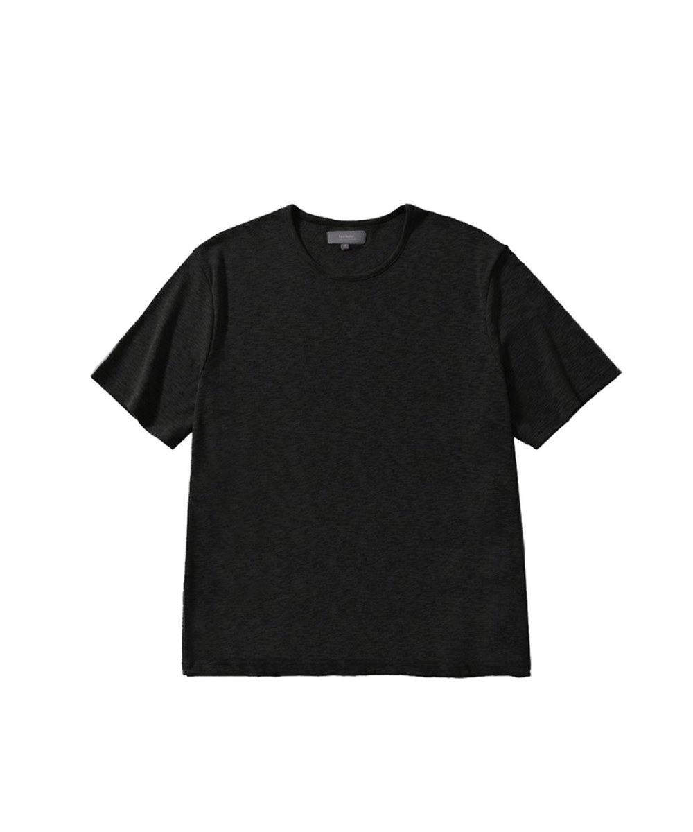 SLUB U-NECK HALF T-SHIRTS (BLACK)