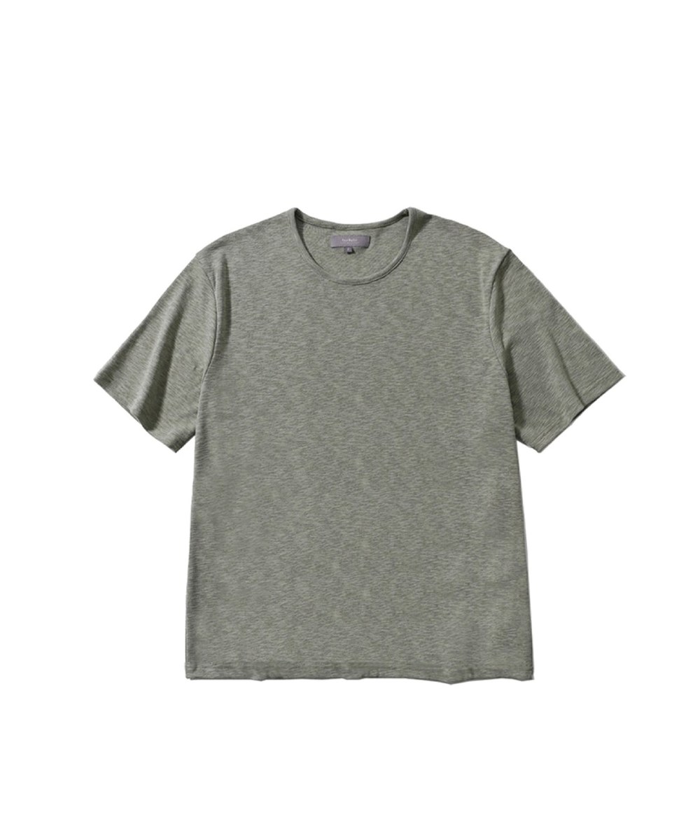 SLUB U-NECK HALF T-SHIRTS (OLIVE)
