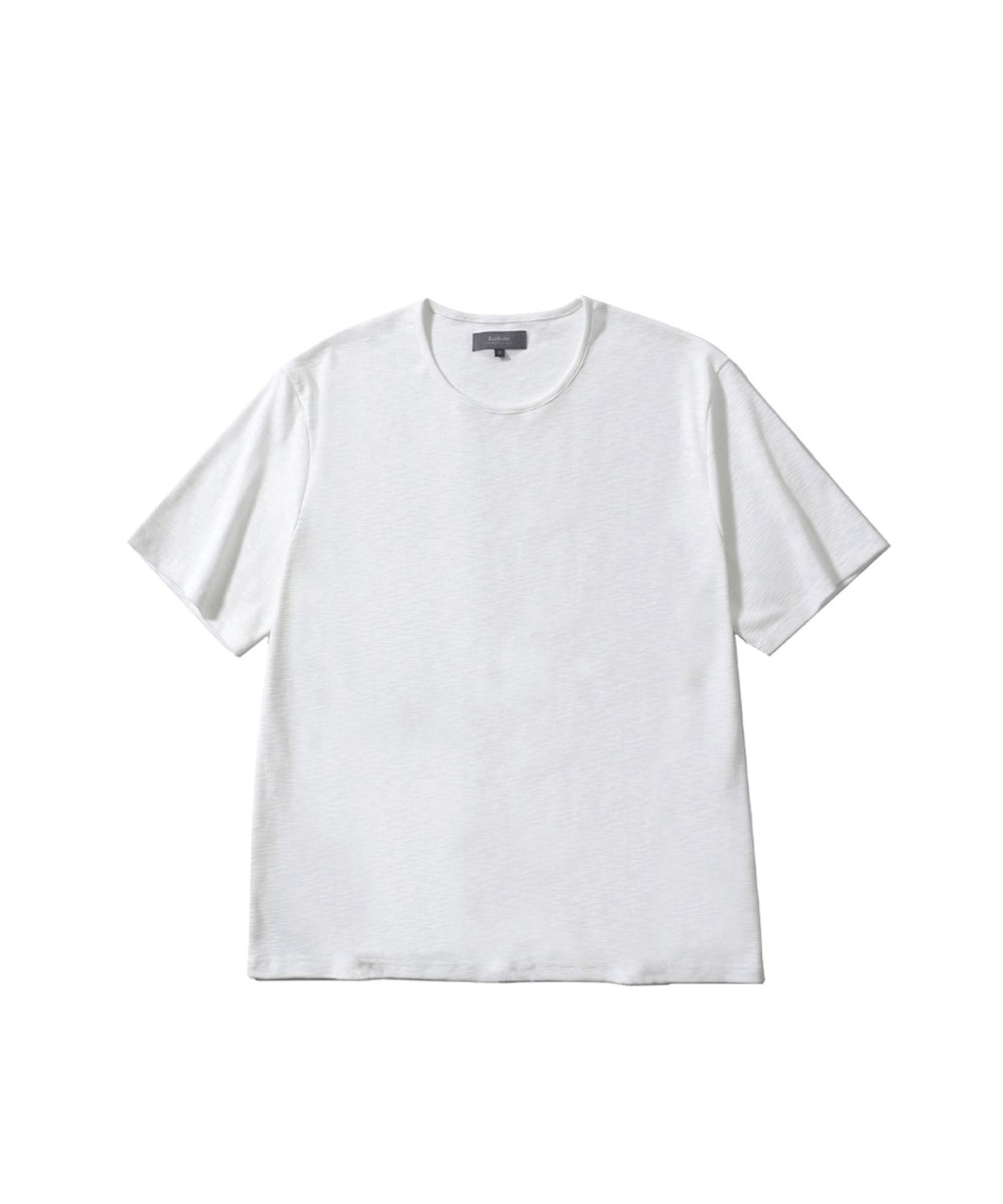 SLUB U-NECK HALF T-SHIRTS (WHITE)